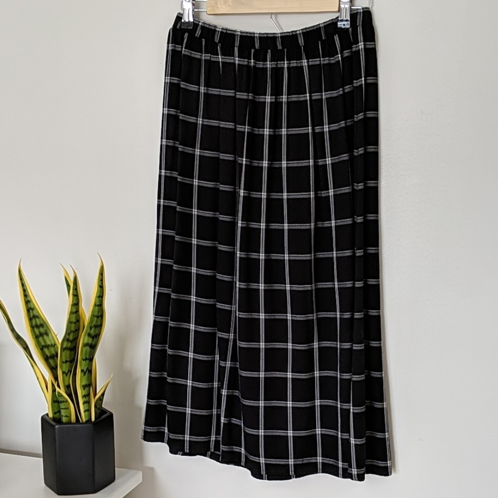 Black A-Line Skirt with White Window Stripes
